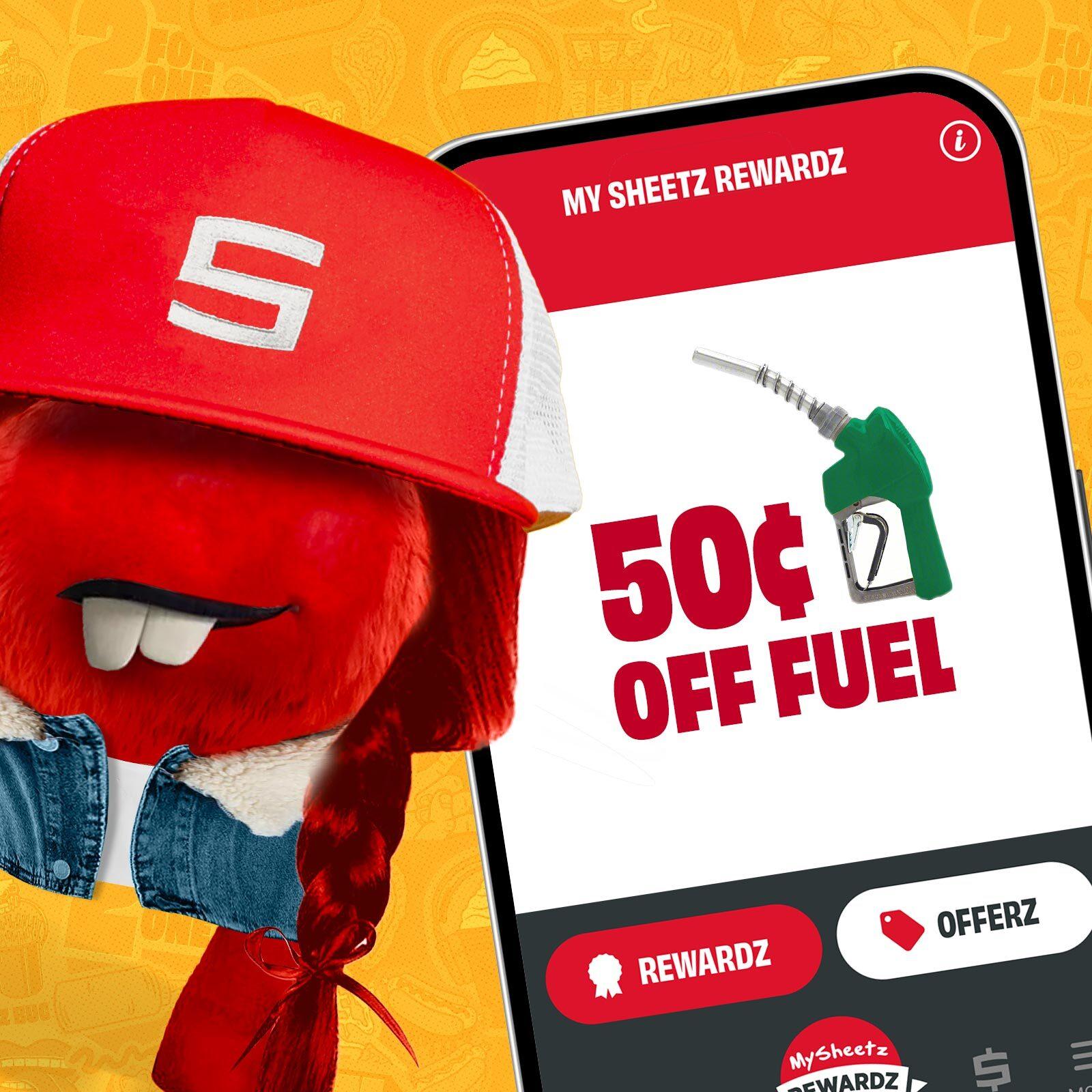 sheetz inner freak in front of the sheetz mobile app promoting fuel