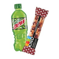 mountain dew paired with a KIND bar