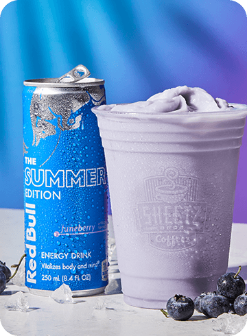 frozen redbull smoothie on a blue background